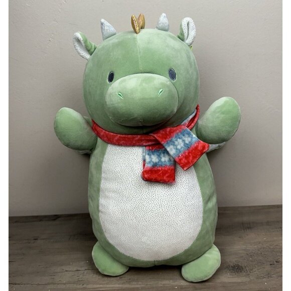 Squishmallow Hug Mees Jak Green Dragon 14" Soft Plush Pillow‎ Winter Rare Scarf - Picture 1 of 12